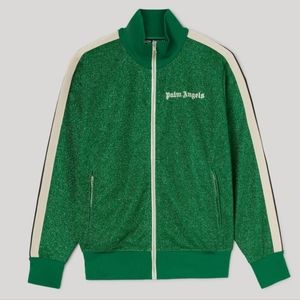 NWT Palm Angels Lurex Track Jacket Green White Sz XL
